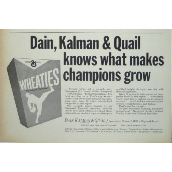 Vintage 1968 Wheaties Print Advert AD General Mills Promoting Champions Growth - Picture 1 of 2